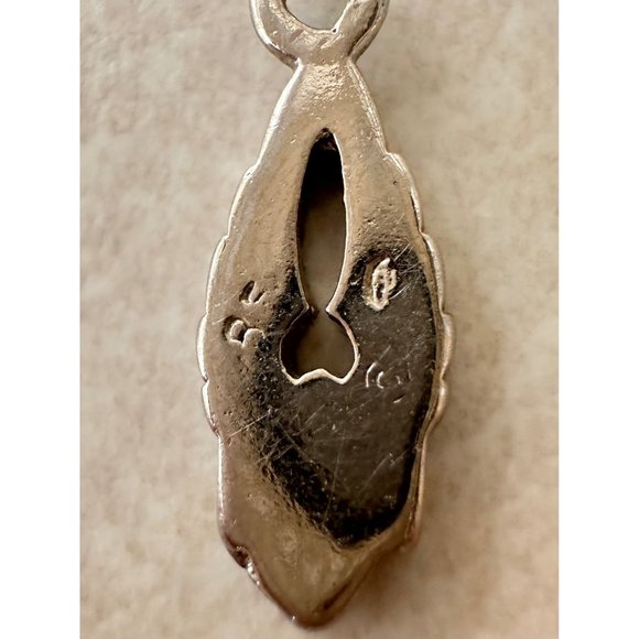 Sterling silver blue turquoise chip inlay feathered wing dainty pendant charm - Picture 3 of 5